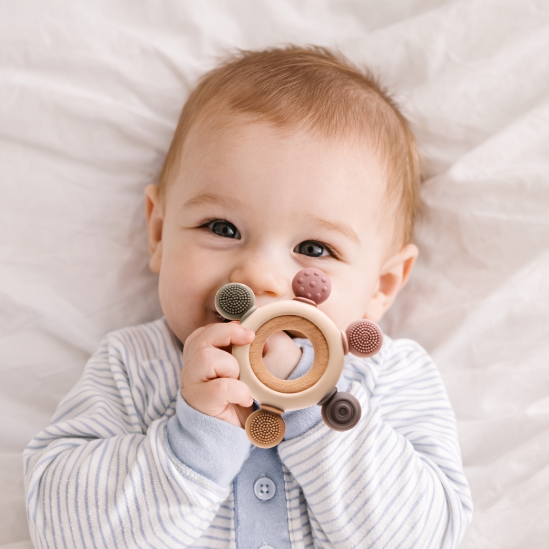 Babysilikonbitring med träring – BPA Free