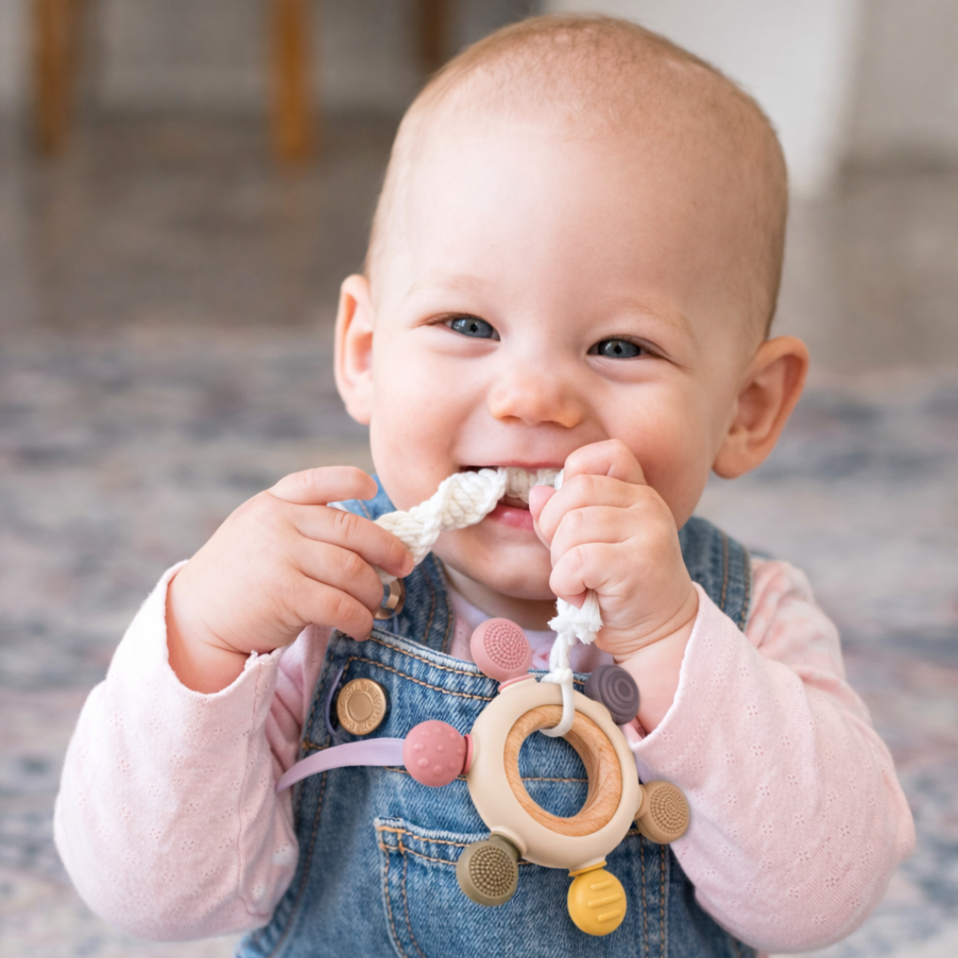 Babysilikonbitring med träring – BPA Free