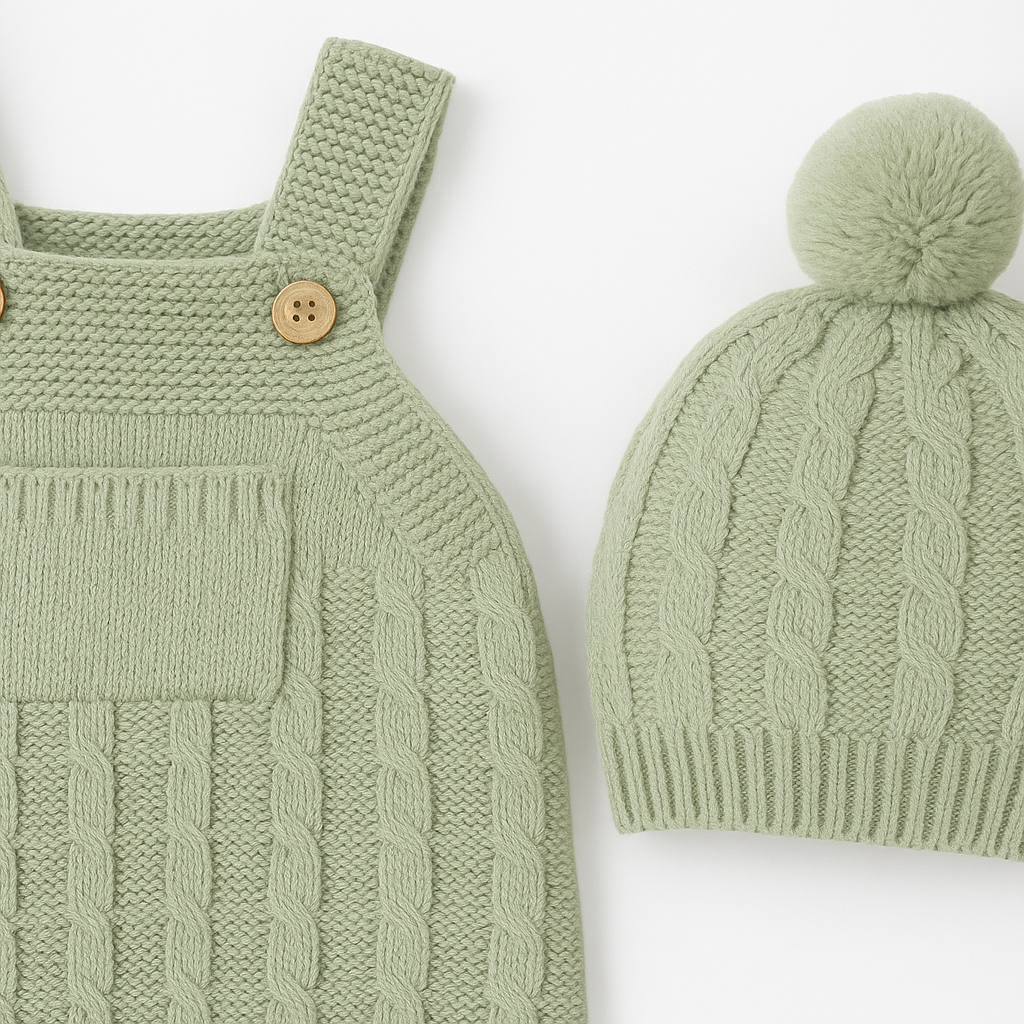 Nilo Mjukt Stickat Hängselbyxeset