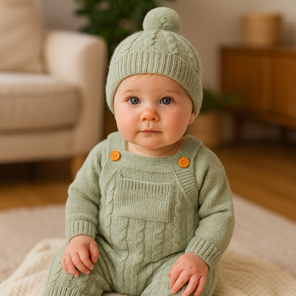 Nilo Mjukt Stickat Hängselbyxeset